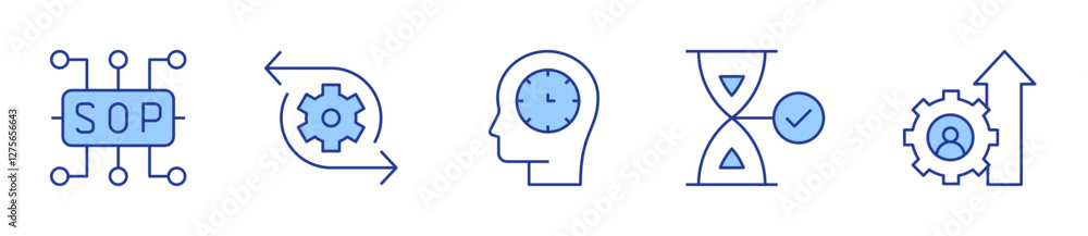 time management, business, sop, recovery. Manager Icon vector illustration. Line Duotone style. Editable stroke time management, business, sop, recovery. Manager Icon vector illustration. Line Duotone style. Editable stroke