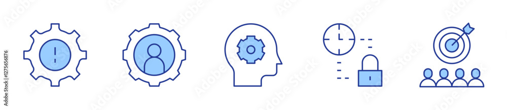 time management, problem, gear, management, target. Manager Icon vector illustration. Line Duotone style. Editable stroke time management, problem, gear, management, target. Manager Icon vector illustration. Line Duotone style. Editable stroke