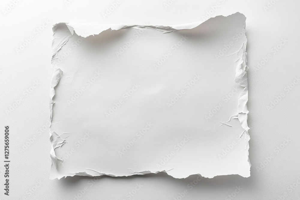Obraz premium Torn white paper with rough edges, creative design, minimalistic art concept