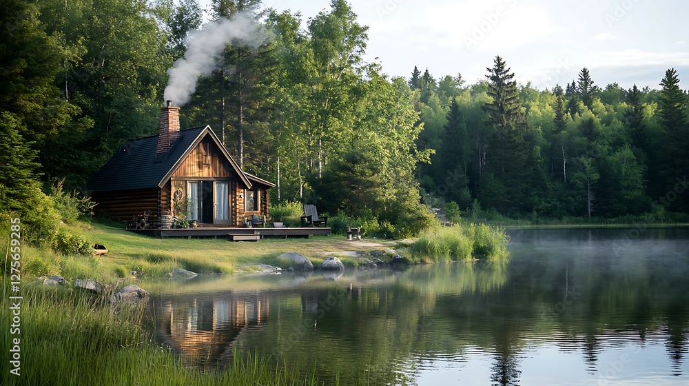 Cozy Log Cabin by a Tranquil Mountain Lake Cozy Log Cabin by a Tranquil Mountain Lake