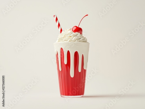 Delicious American Fast Food Milkshake Retro Diner Beverage Photography Minimalist Setting Close-Up View Indulgent Treat