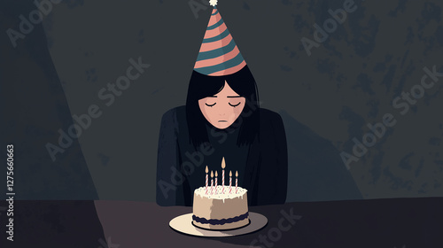 birthday cake in sad mood