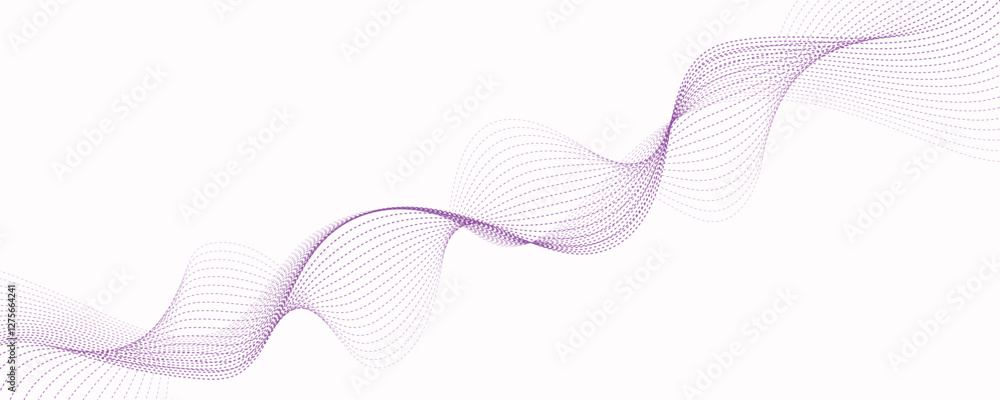 Fototapeta premium Abstract purple dotted wave banner template.