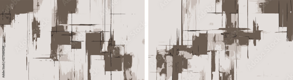 Obraz premium Modern abstract designs set in sepia color blending textured forms with bold paint strokes