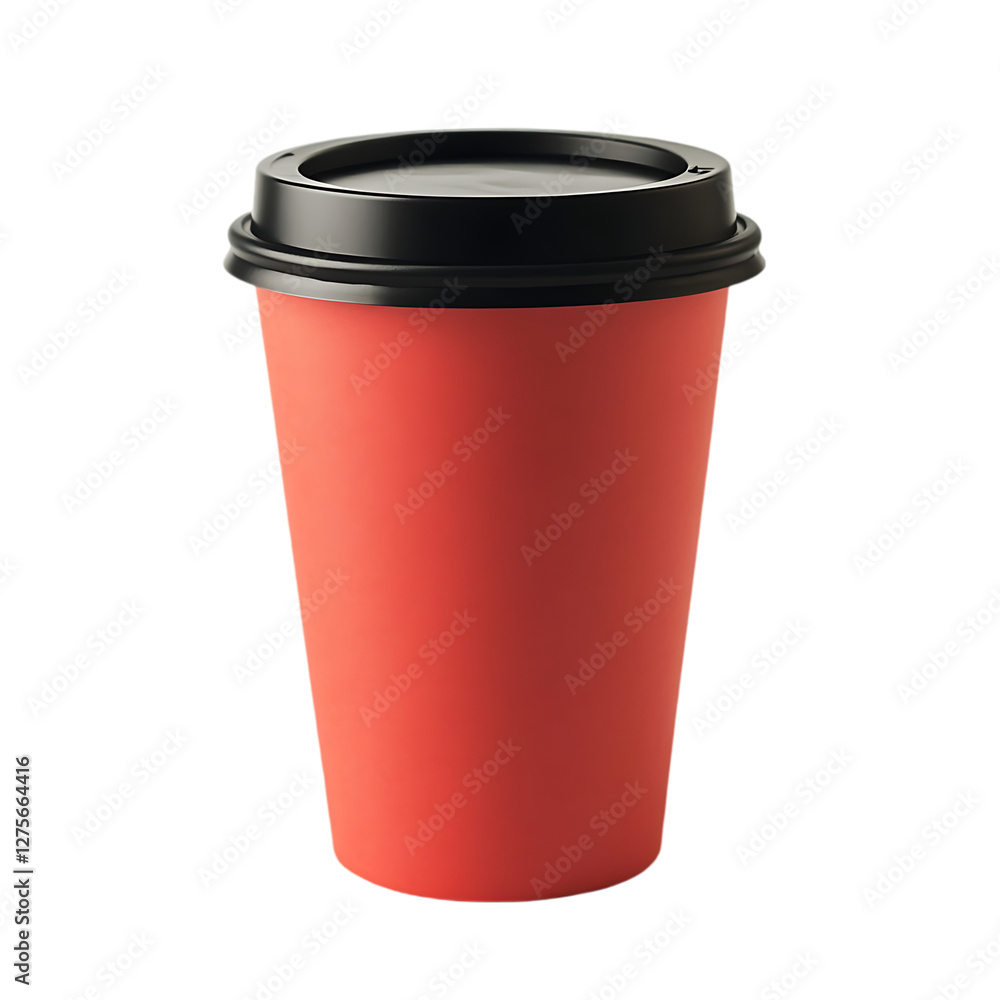 Red Coffee Cup with Lid isolated on transparent background