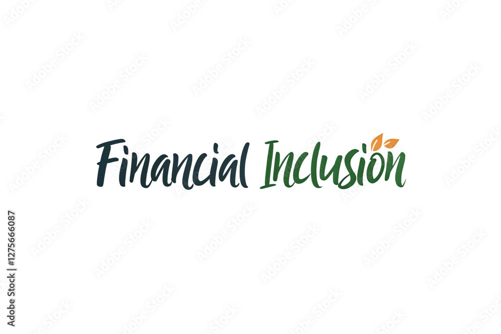 A modern handwritten-style logo with Financial in dark blue and Inclusion in green, isolated on a transparent background A modern handwritten-style logo with Financial in dark blue and Inclusion in green, isolated on a transparent background