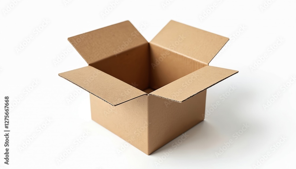AI generated open cardboard box on white isolate. Brown paper container for packing, shipping, delivery. Empty cardbox for cargo, storage, business and transportation. AI generated open cardboard box on white isolate. Brown paper container for packing, shipping, delivery. Empty cardbox for cargo, storage, business and transportation.