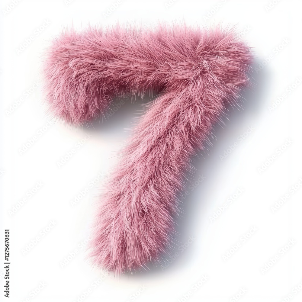 Number 7 made of soft fluffy fur with realistic strands isolated on a clean white background Number 7 made of soft fluffy fur with realistic strands isolated on a clean white background