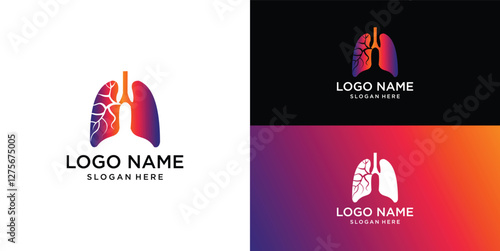Lungs with Colorful logo vector, Health lungs logo designs template
