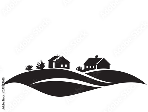 logo vector illustration of field and landscape