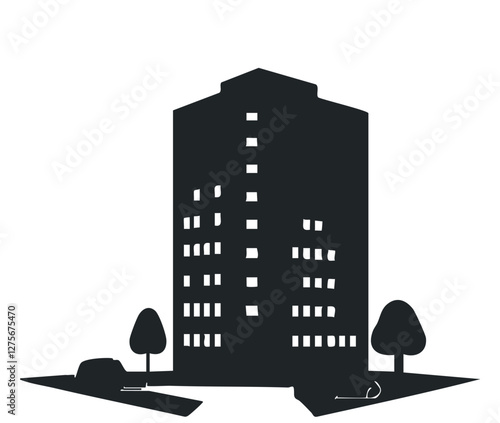 Building icon, logo isolated on white background. Skyscraper, office center, high-rise buildings