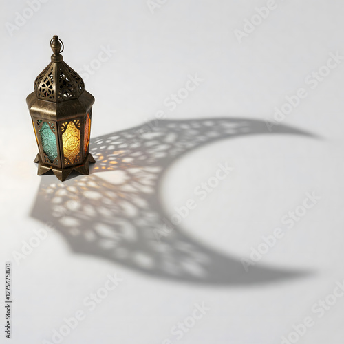 Ramdan Hilal crescent moon shaped lantern shadow.