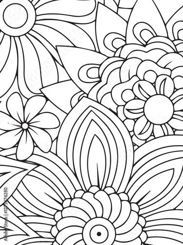 flower background  black and white pattern design for adults