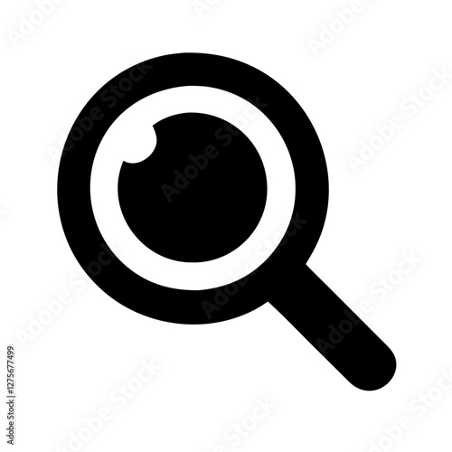 Magnifying glass icon, solid black, simple design, search symbol