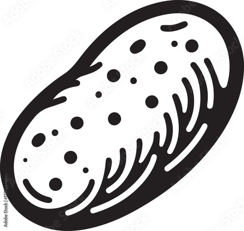 Silhouette vector EPS of a potato with a simple, organic shape. Ideal for food branding, farm logos, grocery icons, restaurant menus, agriculture designs, and packaging.