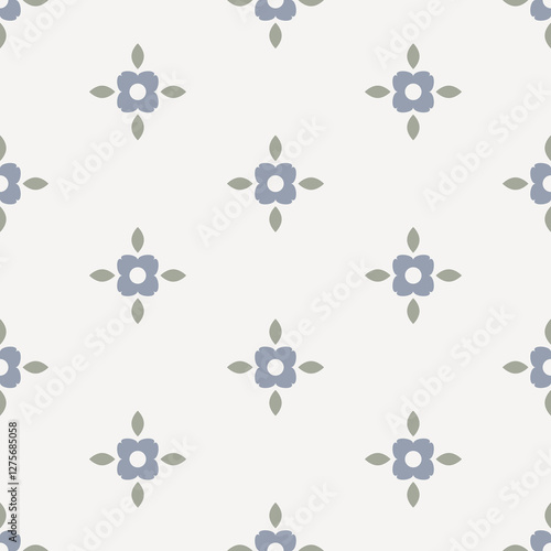 Rustic simple floral seamless pattern. Small flower pattern background. Repeat Ditsy print beige and light blue retro style background for fashion,fabric, wrapping, kitchen and furniture decor.