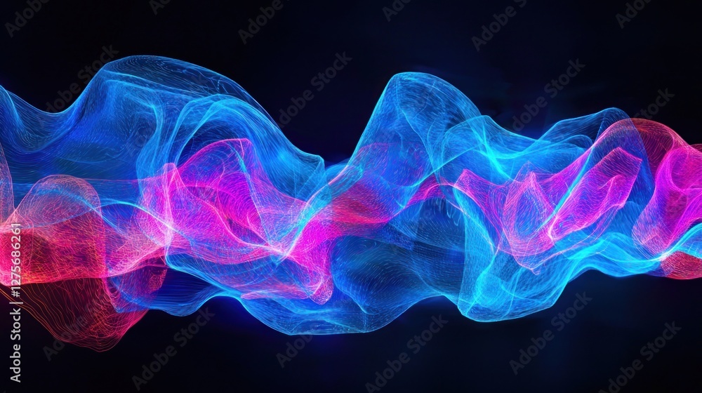 Obraz premium Abstract Neon Wave: A Symphony of Blue and Pink Energy