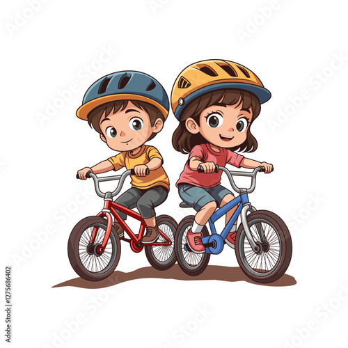 children riding bicycles
