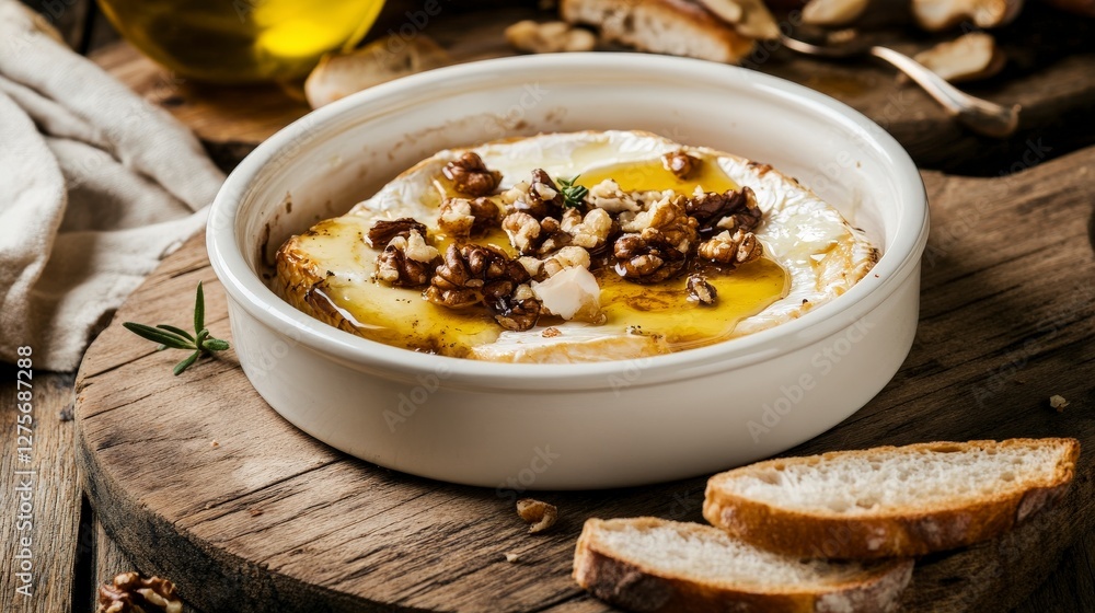 Honey-Walnut Baked Camembert with Toasted Bread: A Delicious Appetizer Honey-Walnut Baked Camembert with Toasted Bread: A Delicious Appetizer