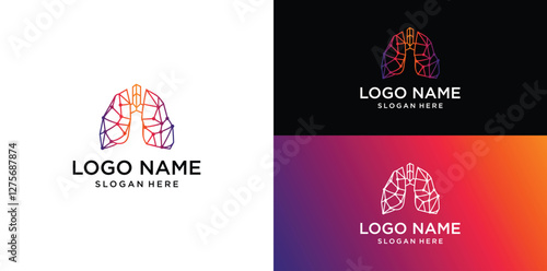 Lungs with Colorful logo vector, Health lungs logo designs template