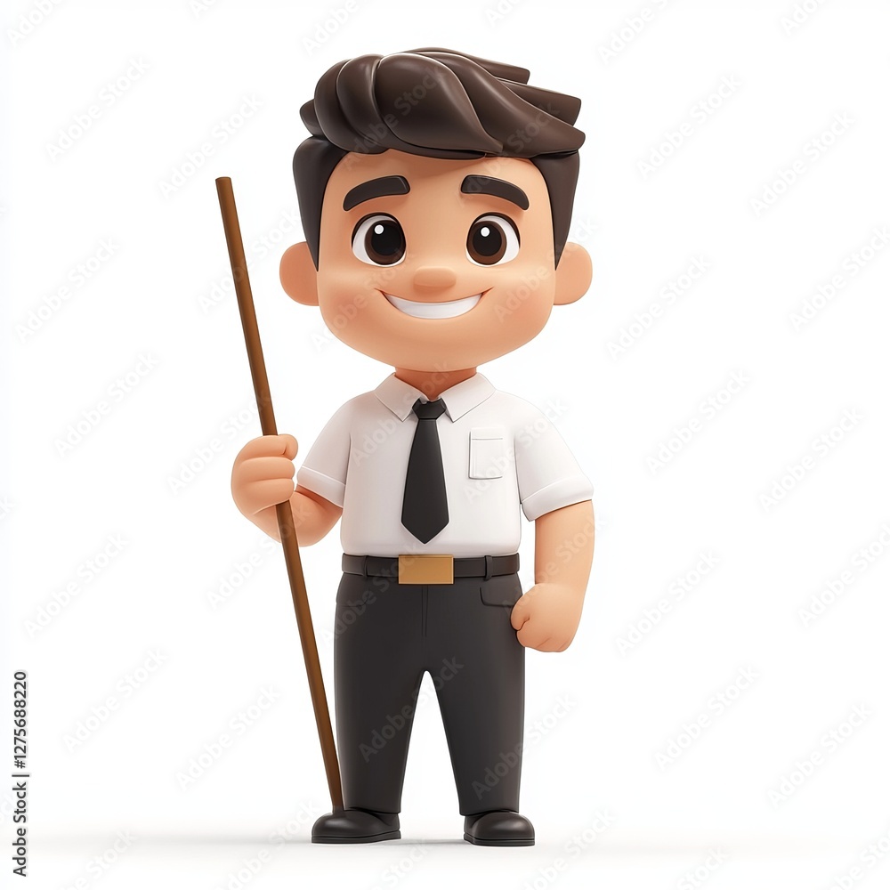 3D Cartoon Character with Staff on White Background 3D Cartoon Character with Staff on White Background