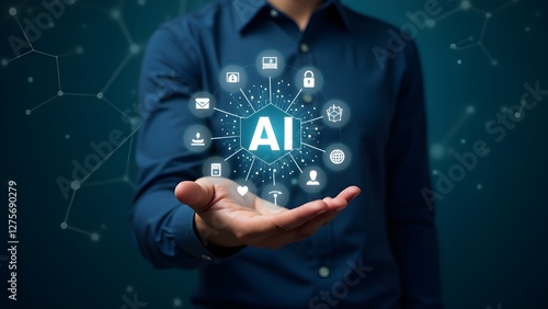 Futuristic AI Technology Concept with Digital Interface
