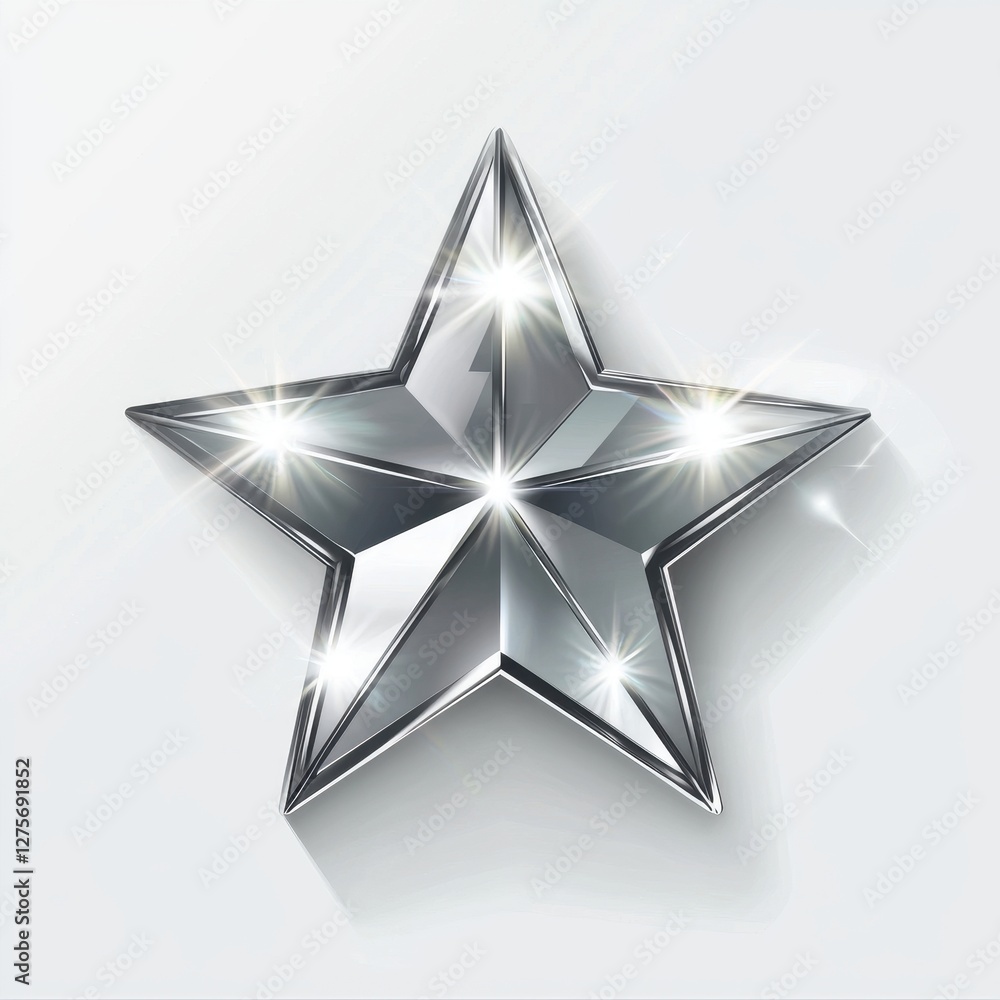 Obraz premium Soft Glowing Silver Star with Subtle Light Reflections and Highlights