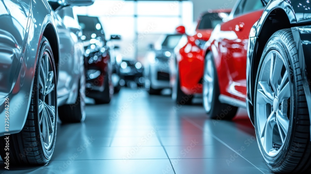 Car dealership showcasing a wide range of vehicles in a clean, modern showroom. Featuring sleek design Car dealership showcasing a wide range of vehicles in a clean, modern showroom. Featuring sleek design