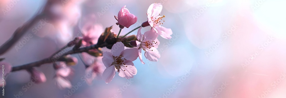 A beautiful nature scene featuring a spring border or background art adorned with pink blossoms and a blooming tree accompanied by a sun flare A beautiful nature scene featuring a spring border or background art adorned with pink blossoms and a blooming tree accompanied by a sun flare