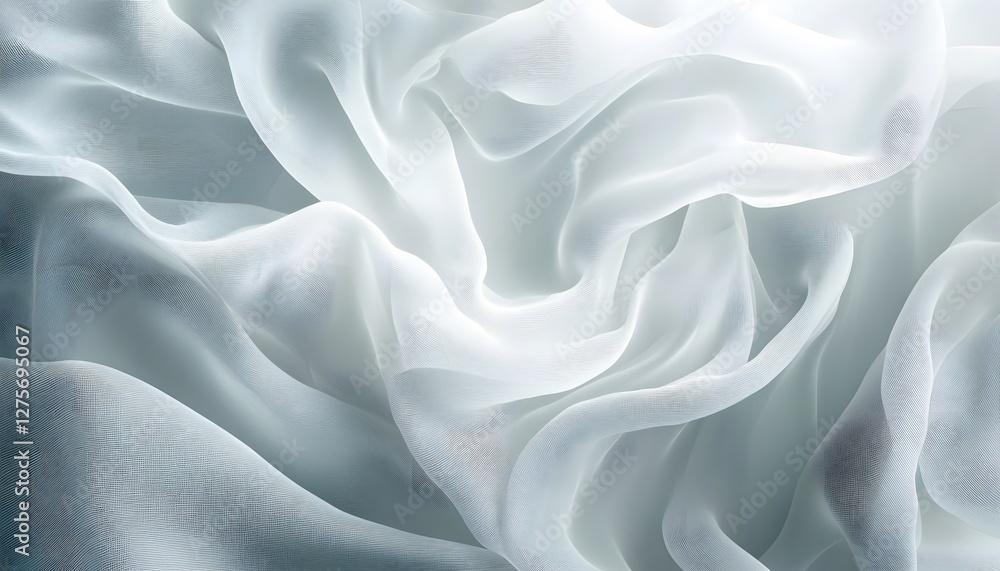 Obraz premium Light airy white fabric drapes and flows in gentle waves