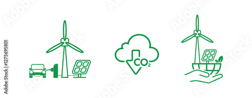 reducing CO2 emissions to stop climate change. green energy background	