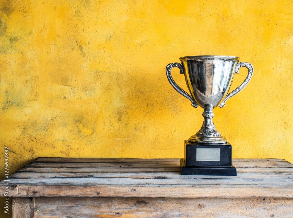 A winner cup set against a gold bokeh background with space to display a product A winner cup set against a gold bokeh background with space to display a product