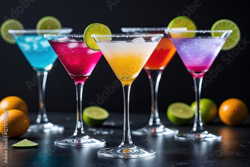 Wallpaper Mural Stylish Martini Glasses with Colorful Cocktails on a Modern Surface for Luxurious Parties Torontodigital.ca