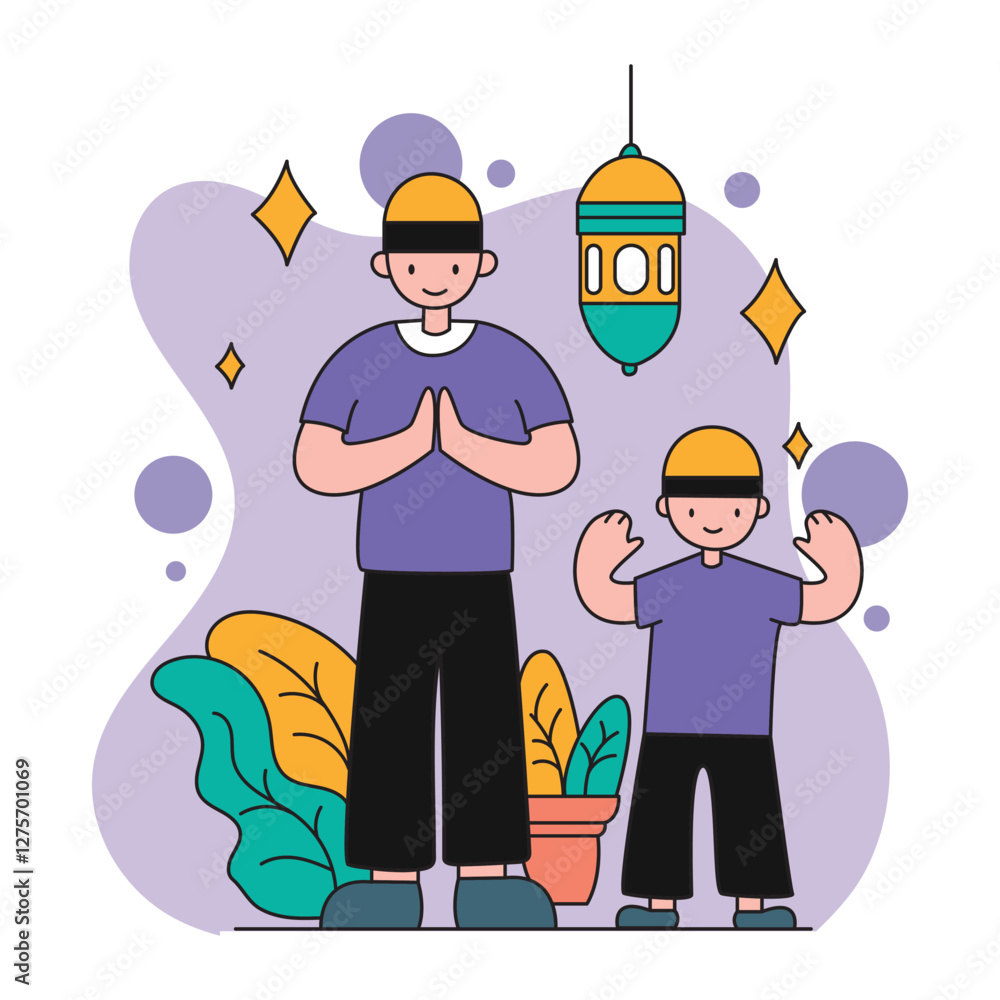 man and boy with lantern ramadan kareem vector illustration design man and boy with lantern ramadan kareem vector illustration design