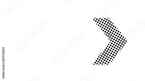 Black halftone direction arrows loop animation on a white background. Swipe right arrow video fit for alpha, tint, or overlay layer. Advertising, HUD, interface, or social media concept