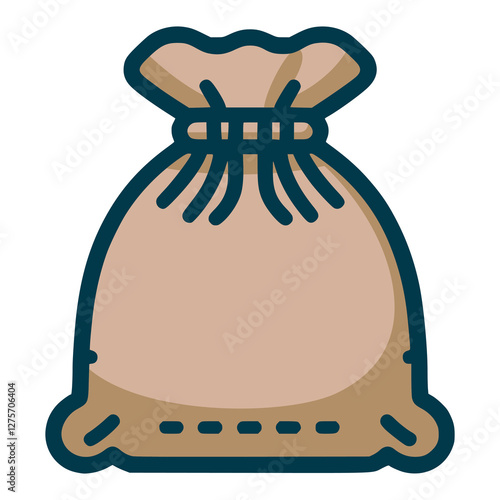 empty bag sack flat color vector illustration template design