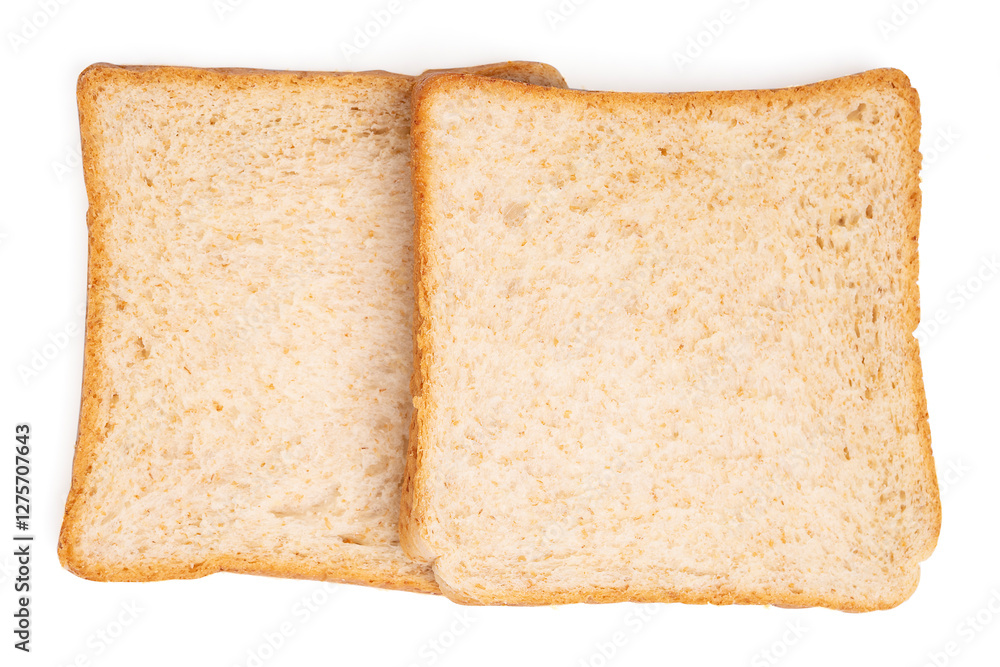 Top view two delicious whole wheat bread isolated on white background. Top view two delicious whole wheat bread isolated on white background.