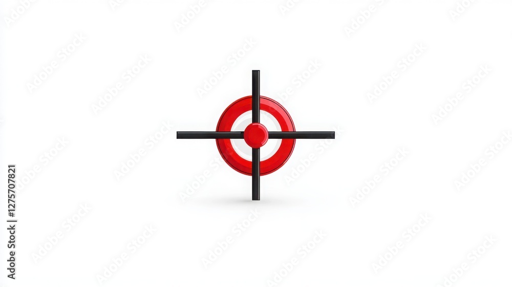 Fototapeta premium A sharp 2D vector illustration of a red and black crosshair icon in a video game art style. 