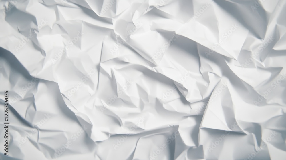Crumpled white paper texture shows intricate folds and shadows created by light, conveying a sense of depth and detail in a minimalist aesthetic Crumpled white paper texture shows intricate folds and shadows created by light, conveying a sense of depth and detail in a minimalist aesthetic