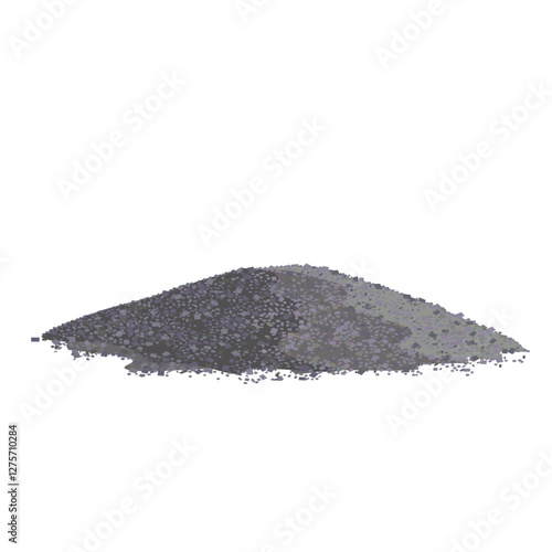 A pile of cooled ash or other bulk material - sand, fertilizer, soil, cement. Vector illustration isolated on white background