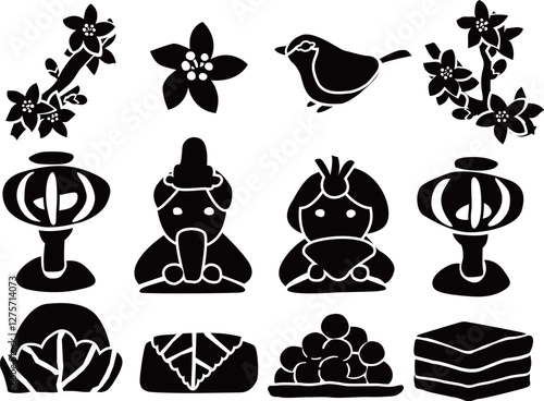 ひな祭りのベクターイラストセット