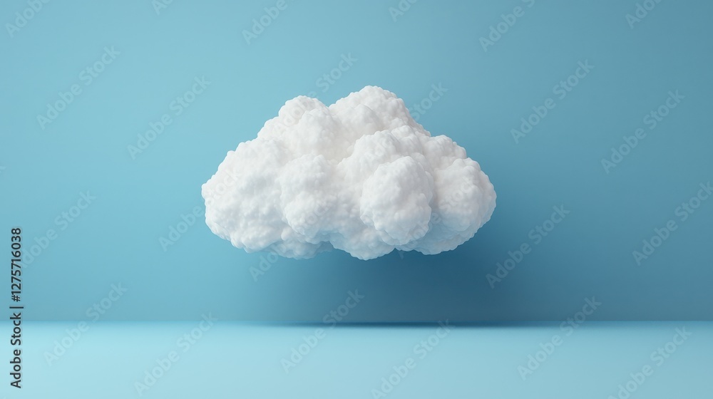 Fluffy White Cloud on Blue Background for Creative Design Projects Fluffy White Cloud on Blue Background for Creative Design Projects