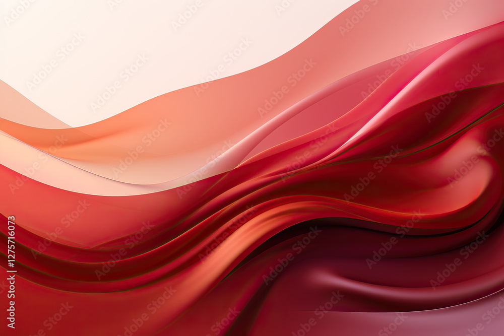 Obraz premium Smooth, elegant red waves flow across the frame, creating a dynamic and visually appealing abstract background with a gradient effect.