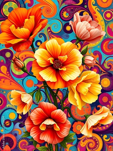 Wallpaper Mural Modern Flower Art Vibrant Blooms Torontodigital.ca
