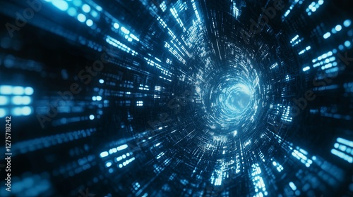 Blue digital binary data, concept technology 
