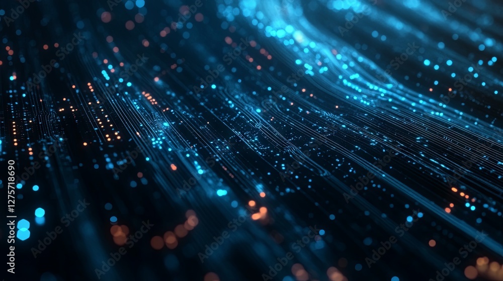 Blue digital binary data, concept technology, AI, cybersecurity Blue digital binary data, concept technology, AI, cybersecurity
