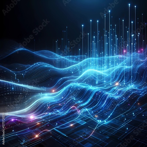 Wallpaper Mural Futuristic abstract modern data flow digital grid background with glowing blue and purple  Torontodigital.ca