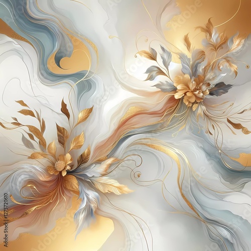 Abstract minimalist luxury elegant floral watercolor texture background 