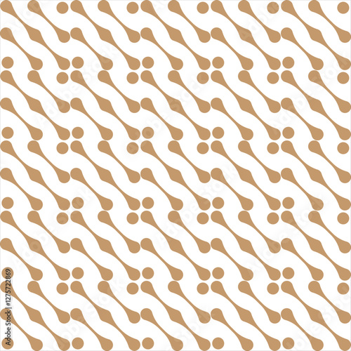 Vector seamless pattern a repeating motif of stylized bones or abstract dumbbell shapes in a warm beige or light brown tone against a clean white background.  Illustration.