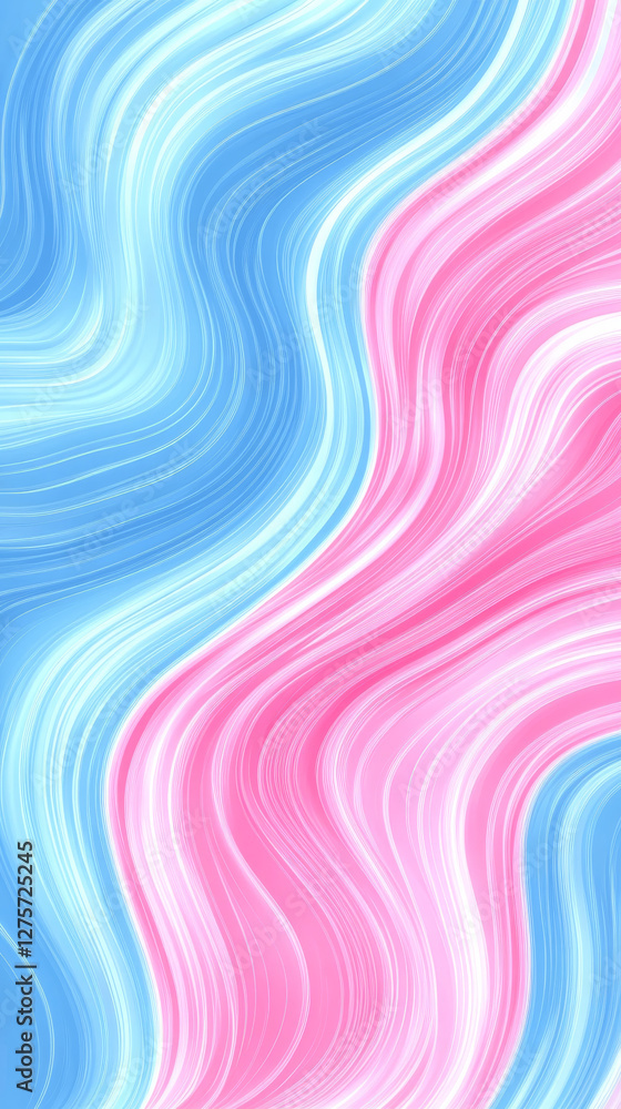 Fototapeta premium Soft pastel waves in blue and pink create calming effect